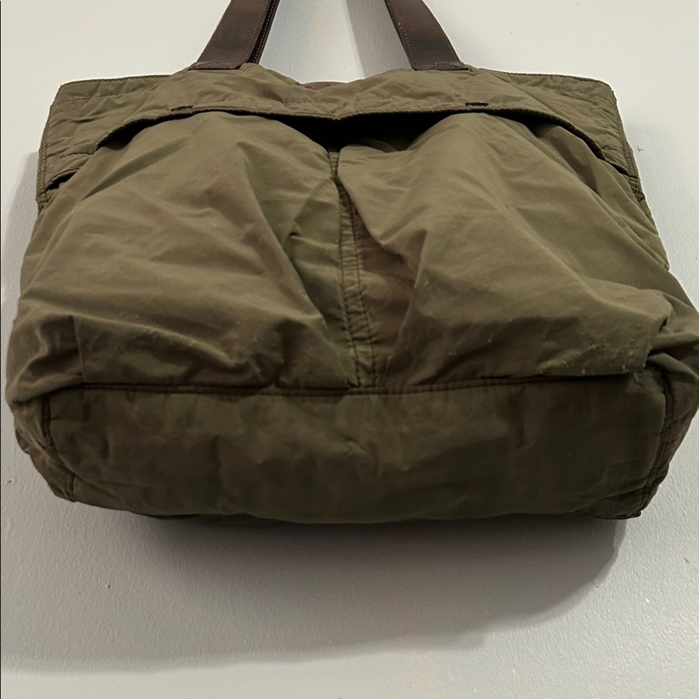 Celine Olive Green Tote with Dark Brown Leather Straps - Picture 3 of 16